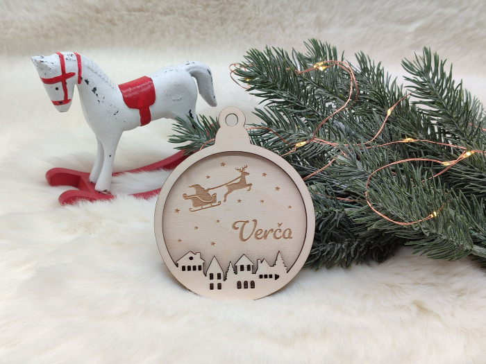 Dřevěná vánoční 3D ozdoba Vesnička - D-decor (1)