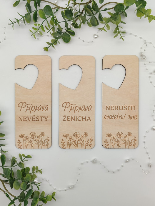 Svatební visačka na dveře D-decor - srdce (5)