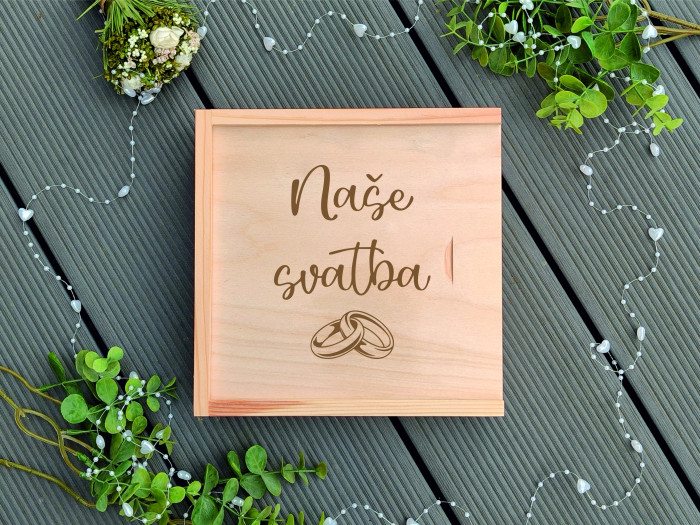 Dřevěná svatební krabička na fotografie malá 9 - D-decor (1)