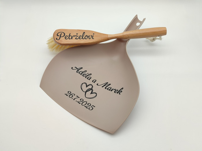 Svatební smetáček s lopatkou D- decor - béžová (9)