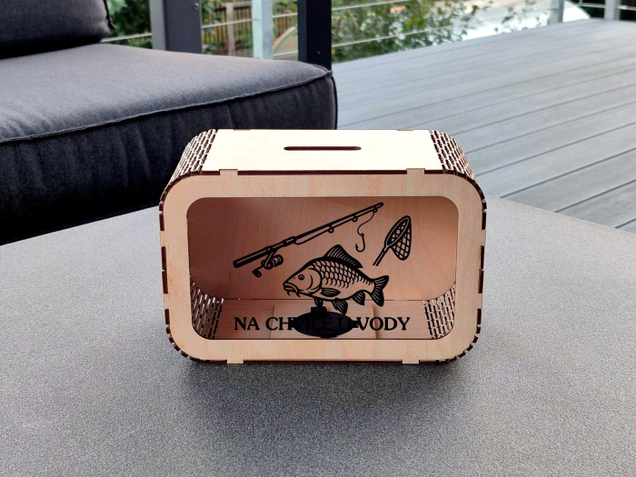 Dřevěná pokladnička pro rybáře - Na chvíle u vody - D-decor (1)