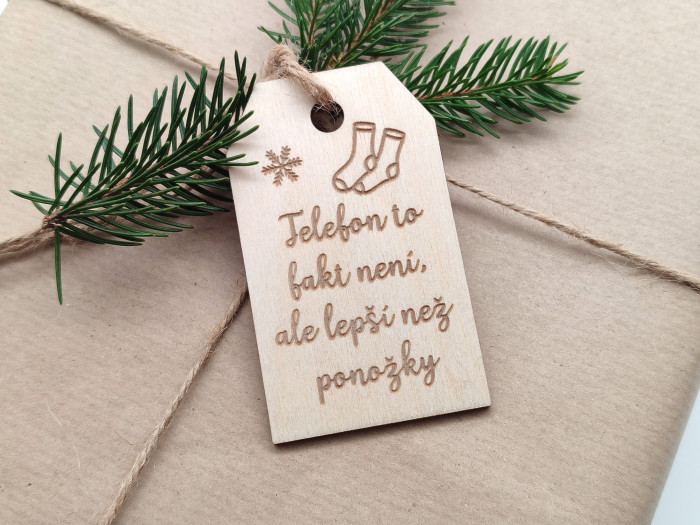 Visačka na vánoční dárky „Telefon to fakt není“ - D-decor (1)