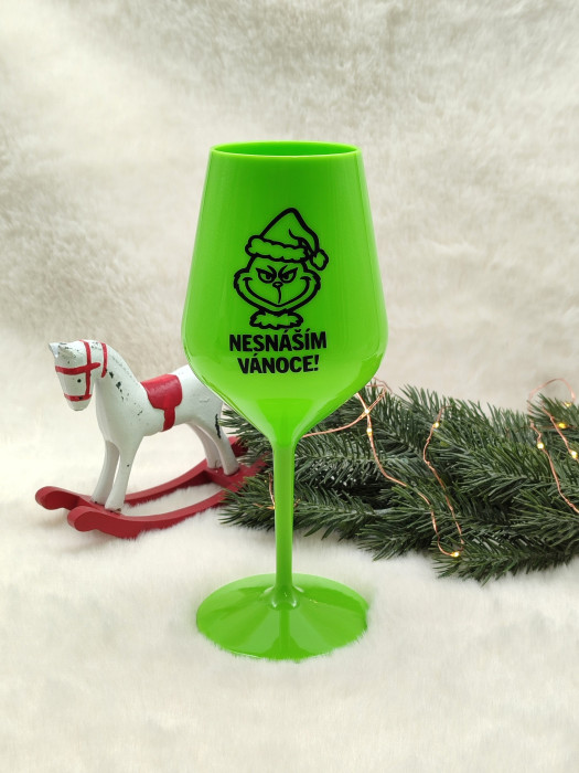 Vánoční nerozbitná sklenička na víno - Nesnáším Vánoce - D-decor (1)