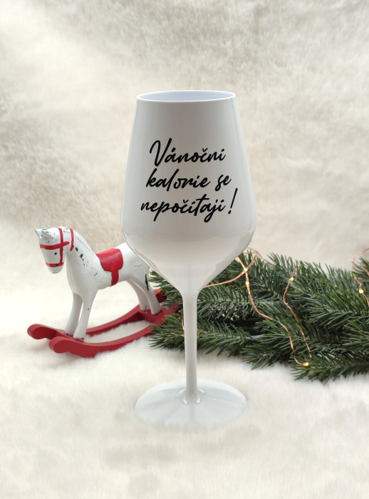 Vánoční nerozbitná sklenička na víno - Vánoční kalorie se nepočítají - D-decor (1)