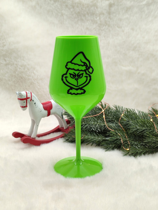 Vánoční nerozbitná sklenička na víno - Zlý skřítek - D-decor (1)