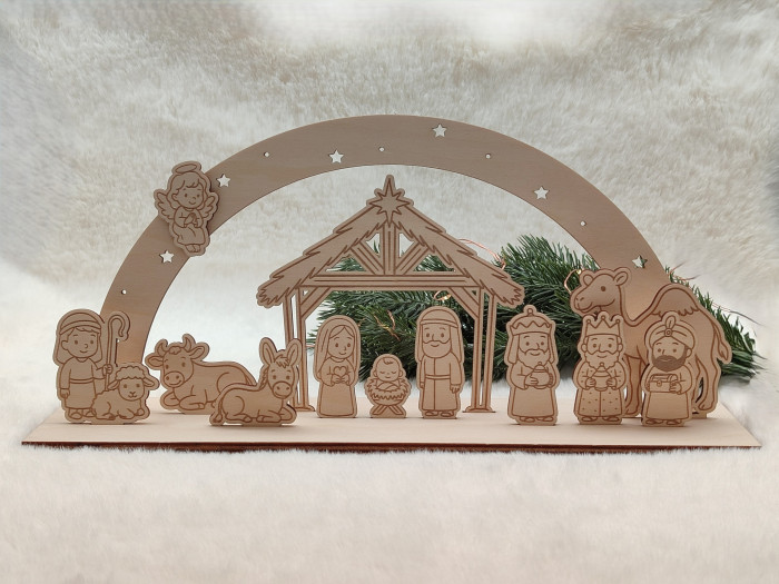 Dřevěný betlém s hvězdným obloukem - D-decor (1)