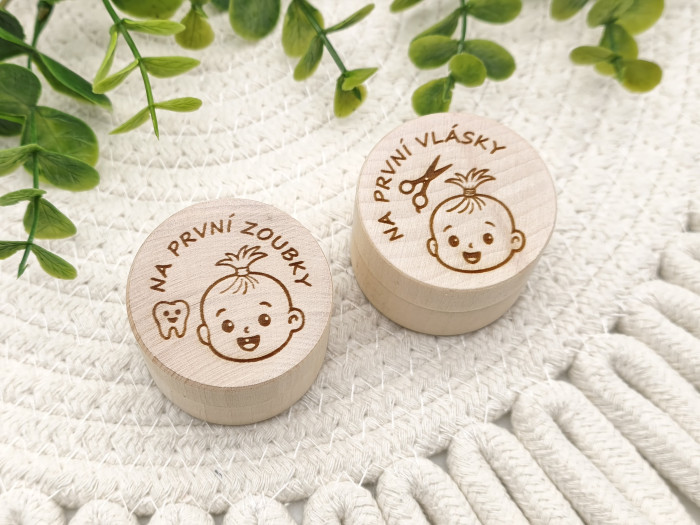 Sada dřevěných krabiček Na první zoubky a vlásky | D-decor (1)