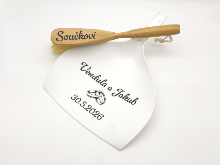 Svatební smetáček s lopatkou - Prsteny | D-decor (1)