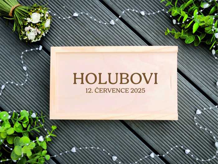 Dřevěná krabička na svatební fotografie malá 2 - D-decor (1)