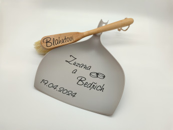 Svatební smetáček s lopatkou D- decor - béžová (5)