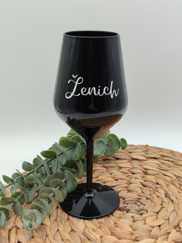 Černá nerozbitná sklenička na víno s nápisem - D-decor