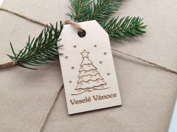 Visačka na vánoční dárky „Veselé Vánoce“ Stromeček - D-decor
