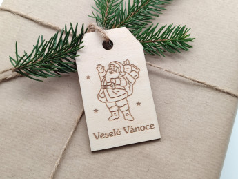 Visačka na vánoční dárky „Veselé Vánoce“ Santa - D-decor