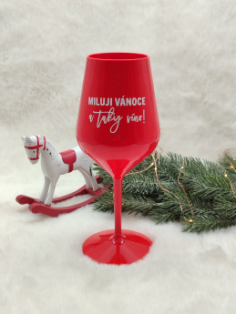 Vánoční nerozbitná sklenička na víno - Miluji Vánoce a taky víno - D-decor
