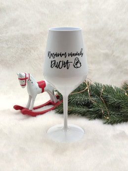 Vánoční nerozbitná sklenička na víno - Nasávám vánočního ducha - D-decor