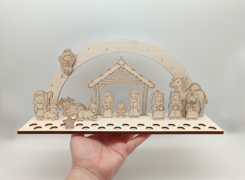 Dřevěný adventní kalendář Betlém s hvězdičkou k adventnímu odpočítávání - D-decor (5)