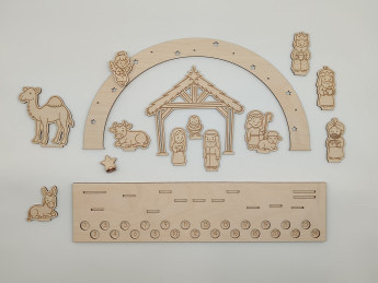 Dřevěný adventní kalendář Betlém s hvězdičkou k adventnímu odpočítávání - D-decor (6)