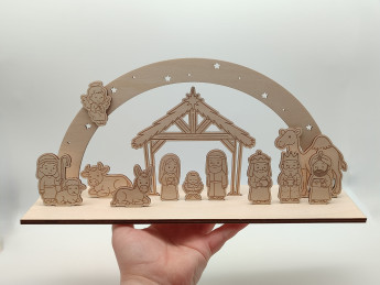 Dřevěný betlém s hvězdným obloukem - D-decor (6)