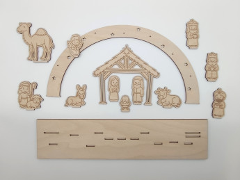 Dřevěný betlém s hvězdným obloukem - D-decor (7)