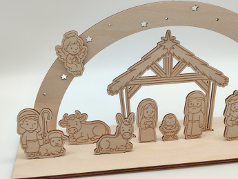 Dřevěný betlém s hvězdným obloukem - D-decor (8)