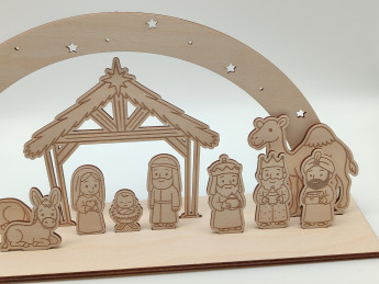Dřevěný betlém s hvězdným obloukem - D-decor (9)