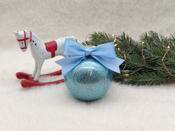 Vánoční baňka se jménem Světle modrá - D-decor (10)