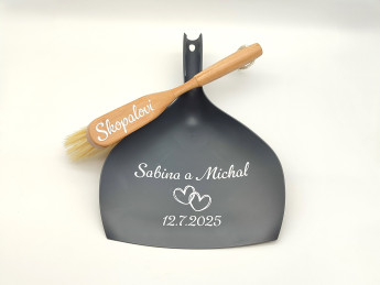 Svatební smetáček s lopatkou - Srdíčka | D-decor (4)