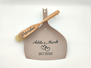 Svatební smetáček s lopatkou - Srdíčka | D-decor (2)