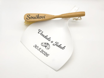 Svatební smetáček s lopatkou - Prsteny | D-decor