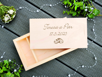Dřevěná krabička na svatební fotografie malá - D-decor (3)
