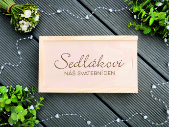 Dřevěná krabička na svatební fotografie malá 3 - D-decor