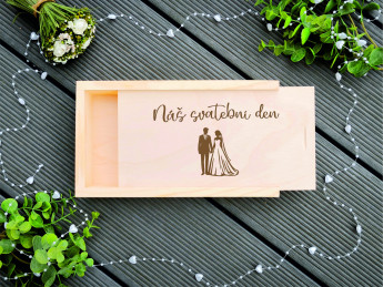 Dřevěná krabička na svatební fotografie malá 4 - D-decor (2)