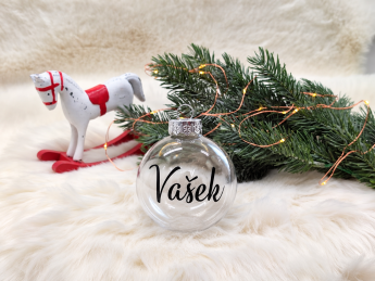 Vánoční baňka se jménem transparentní - D-decor