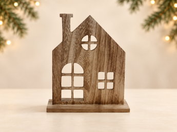 Domeček s dekorem dřeva malý | D-decor