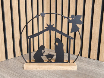 Kovový betlém na dřevěném podstavci | D-decor (3)
