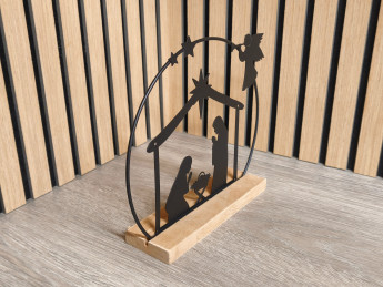 Kovový betlém na dřevěném podstavci | D-decor (4)