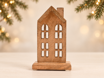 Dřevěný domeček na podstavci velký | D-decor