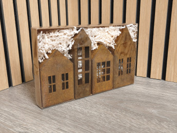 Sada plechových domečků v rezavé barvě | D-decor (2)