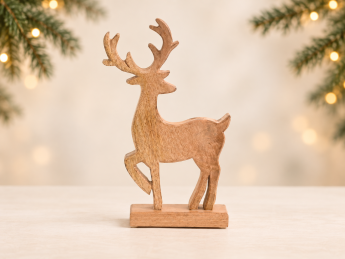 Dřevěný jelen na podstavci malý | D-decor
