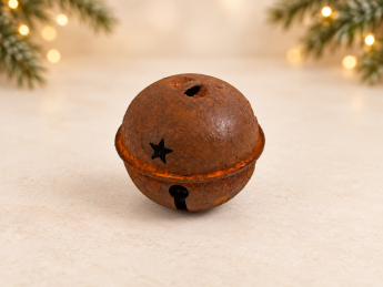 Kovová rolnička k zavěšení rezavá 9 cm | D-decor