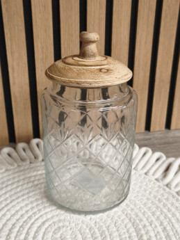 Skleněná dóza s dřevěným víkem | D-decor (2)